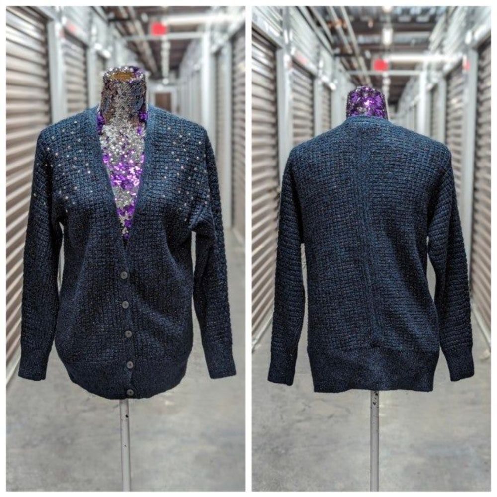 Dark Academia Quiet Luxury Embellished Knit Cardigan Sweater Lane Bryant 14/16